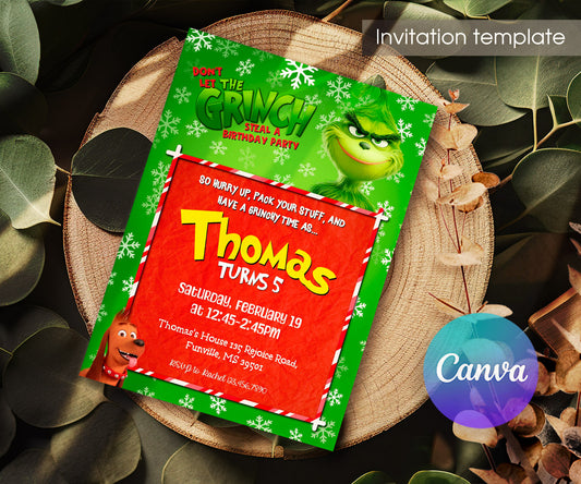 The Grinch  Merry Grinchmas customizable invitation template | Share or Print | ZK169