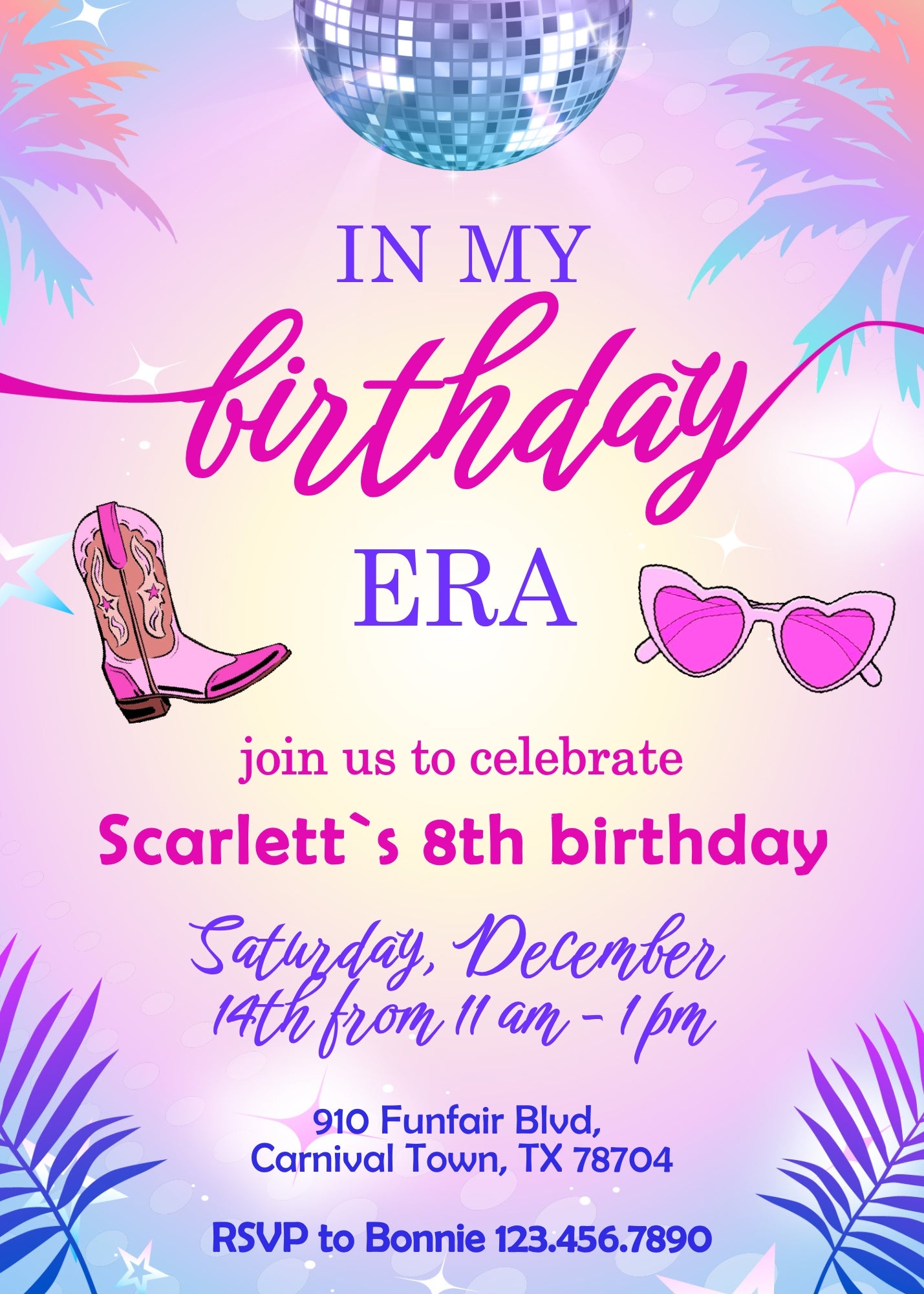 Taylor Swift Eras Tour customizable invitation template | Share or Print | girl | QX038