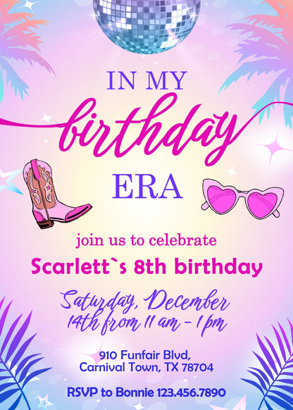 Taylor Swift Eras Tour customizable invitation template | Share or Print | girl | QX038