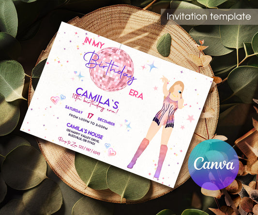 Taylor Swift Eras Tour customizable invitation template | Share or Print | girl | YX139