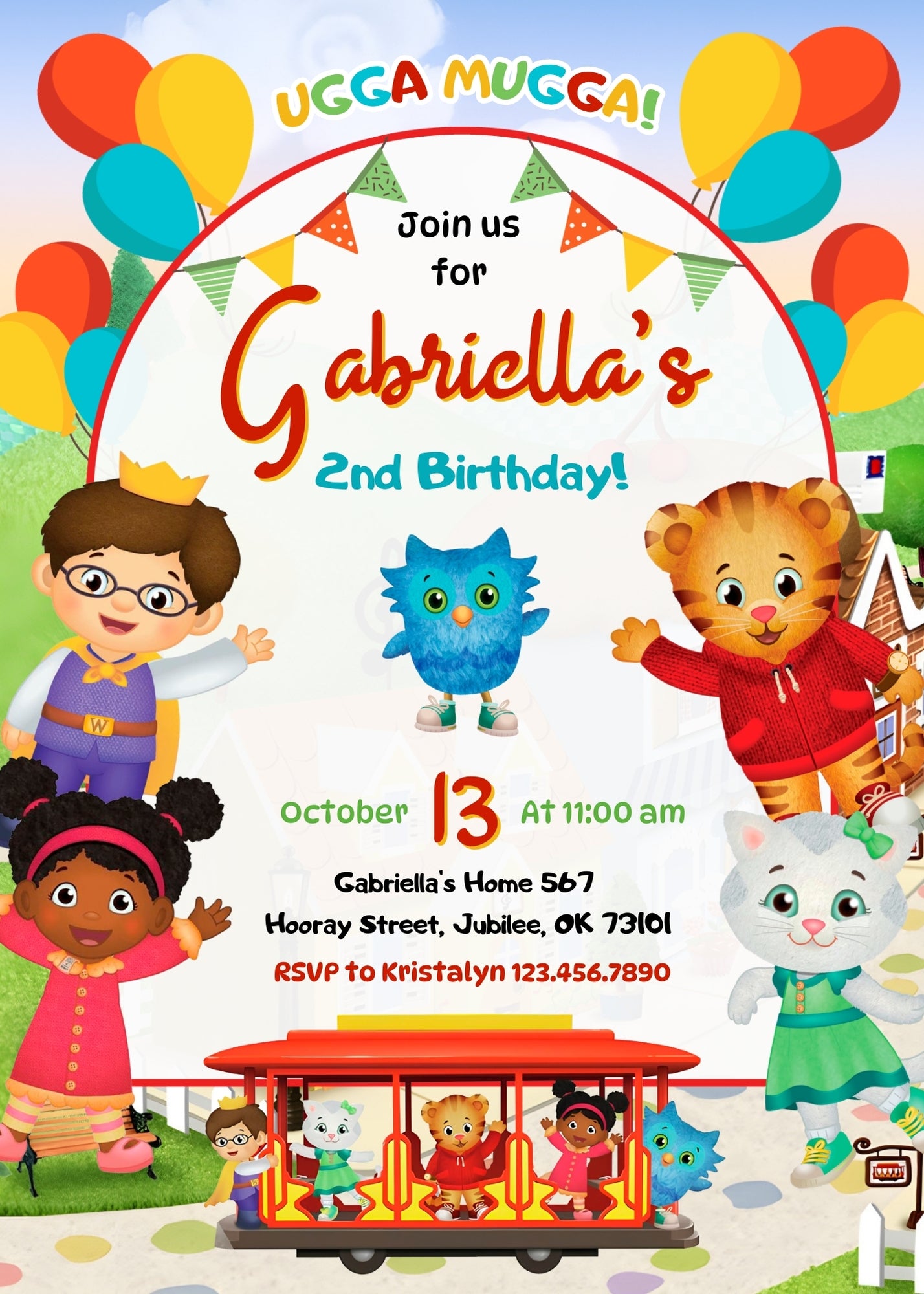 Daniel Tiger's Neighborhood customizable invitation template | Share or Print | KX153