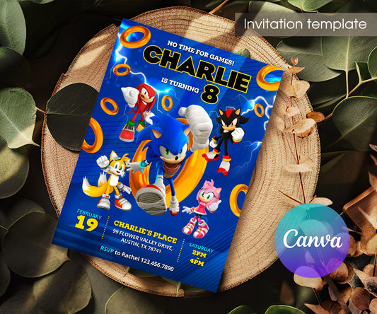 Sonic the Hedgehog customizable invitation template | Share or Print | HF199