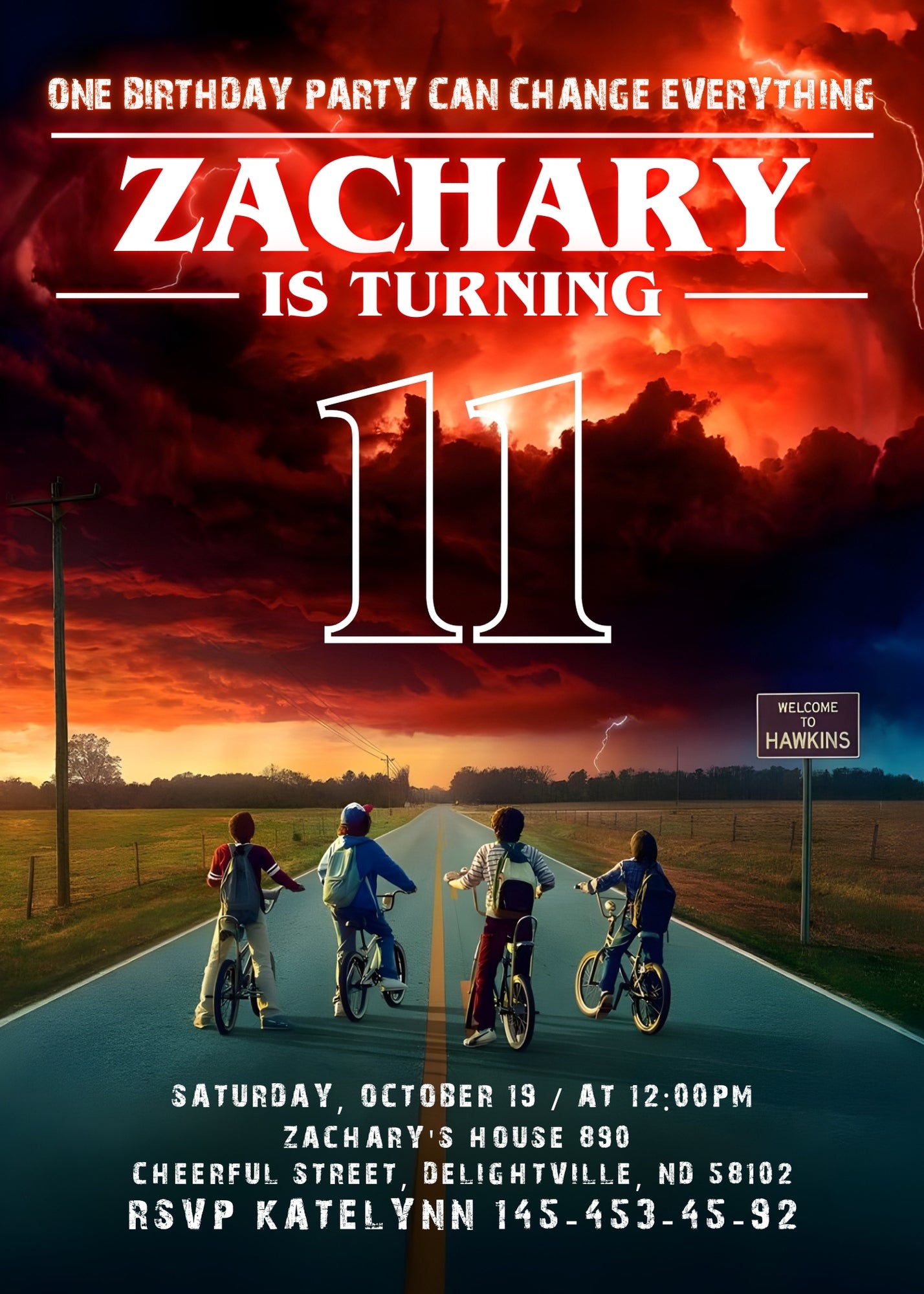 Stranger Things customizable invitation template | Share or Print | OO927