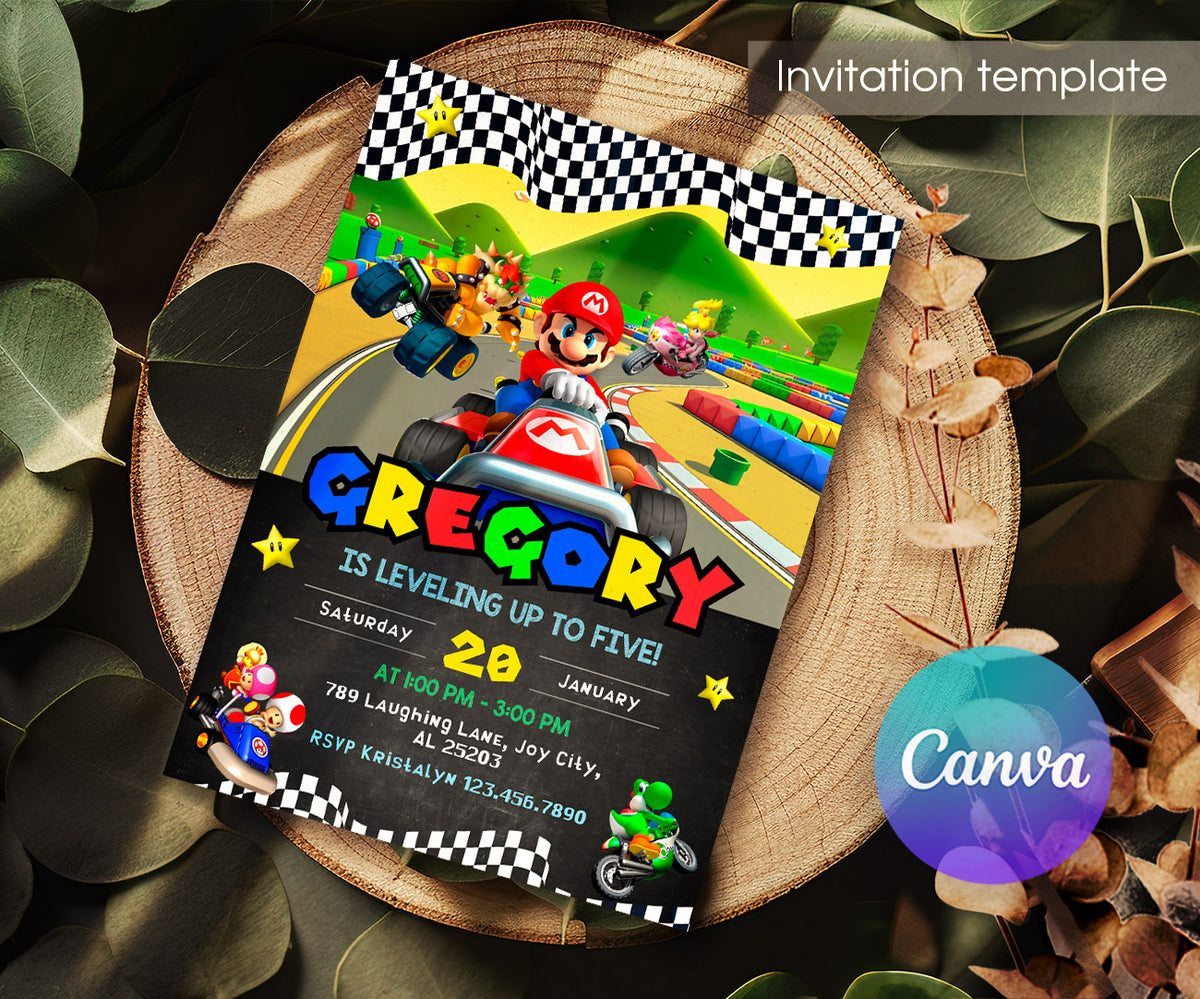 Mario Kart Gamer customizable invitation template | Share or Print | boy | OB843