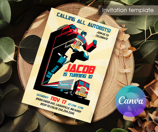 Transformers Rescue Bots customizable invitation template | Share or Print | boy | EJ610