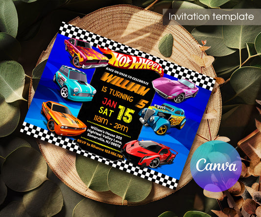 Hot Wheels Racing customizable invitation template | Share or Print | boy | YB434