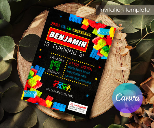 Lego customizable invitation template | Share or Print | NC052