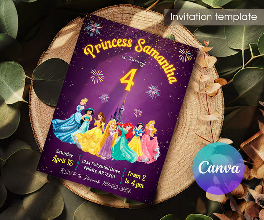 Disney Princess customizable invitation template | Share or Print | girl | BX195