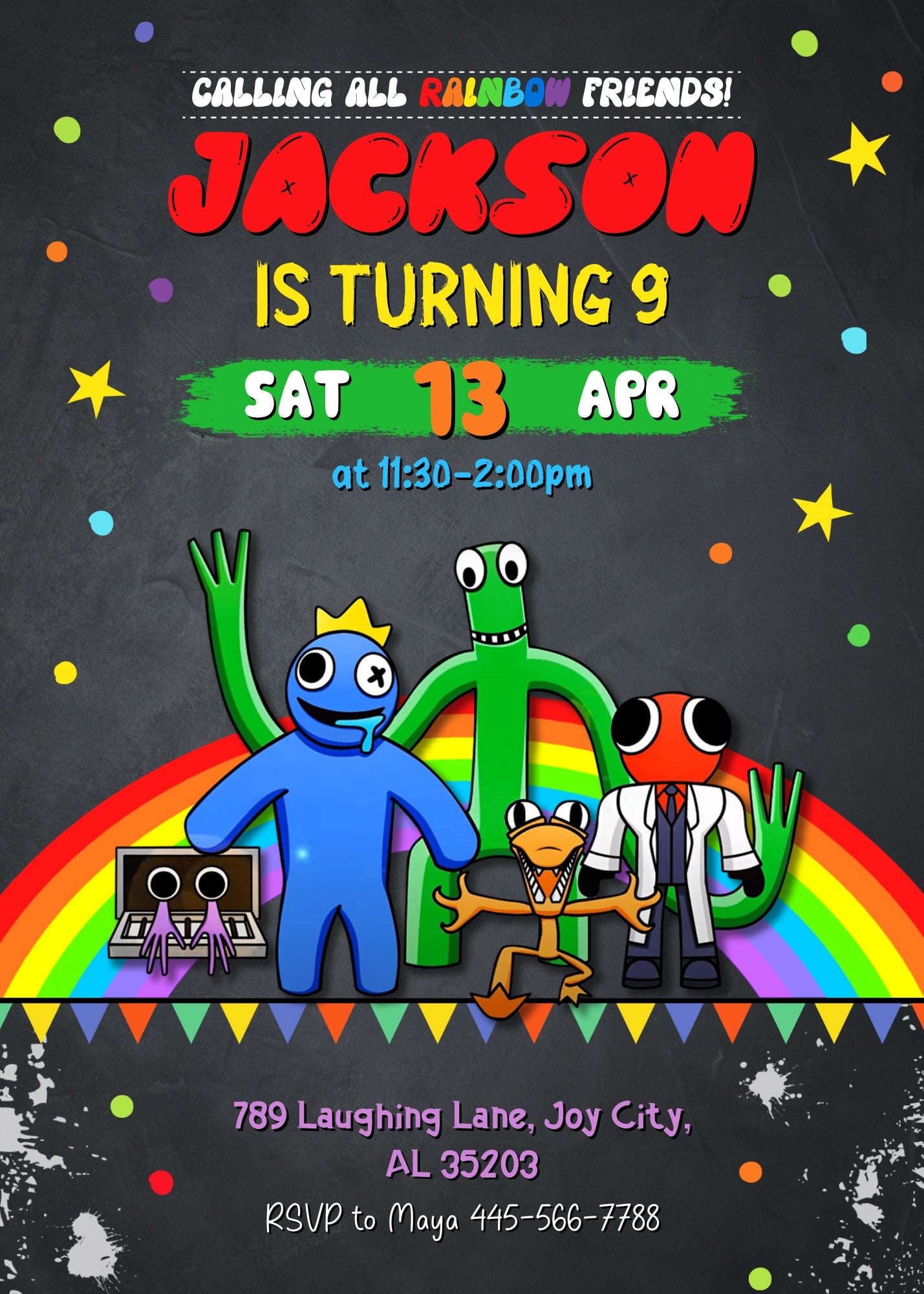 Rainbow Friends customizable invitation template | Share or Print | TL449