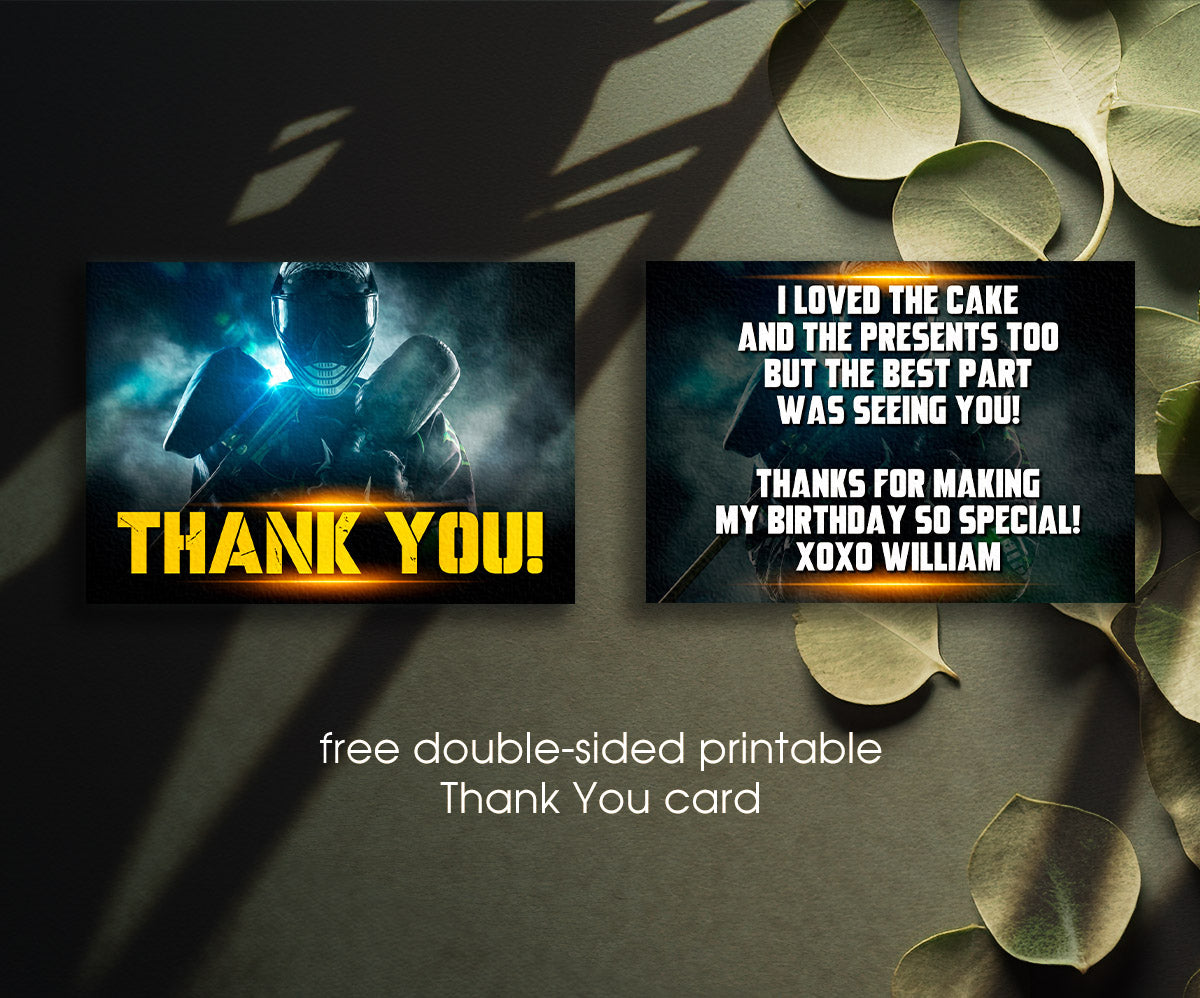 Paintball Airsoft battle customizable invitation template | Share or Print | boy | YI051