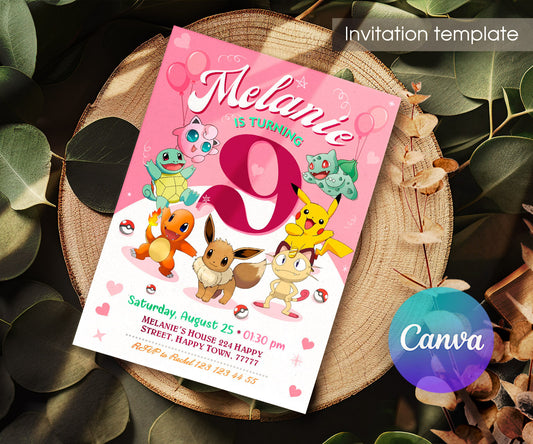 Pokemon Pikachu customizable invitation template | Share or Print | YW103