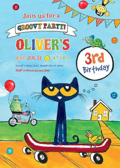 Pete the Cat customizable invitation template | Share or Print | YW409