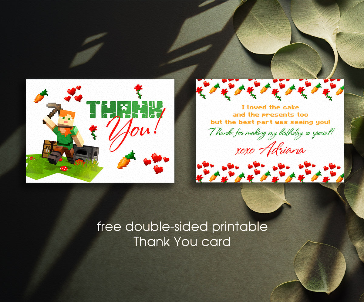 Minecraft Gamer customizable invitation template | Share or Print | JE382