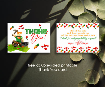 Minecraft Gamer customizable invitation template | Share or Print | JE382
