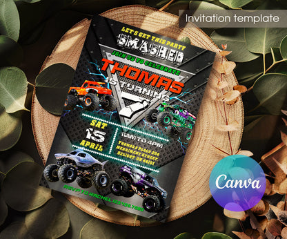 Monster Jam  Monster Truck customizable invitation template | Share or Print | boy | WT371