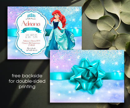 Ariel The Little Mermaid customizable invitation template | Share or Print | girl | EF675