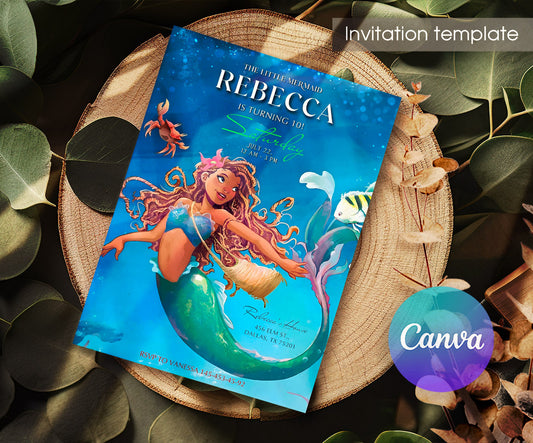 The Little Mermaid Ariel customizable invitation template | Share or Print | girl | EJ693