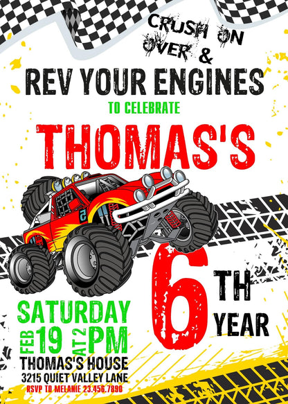 Monster Truck customizable invitation template | Share or Print | boy | MQ854