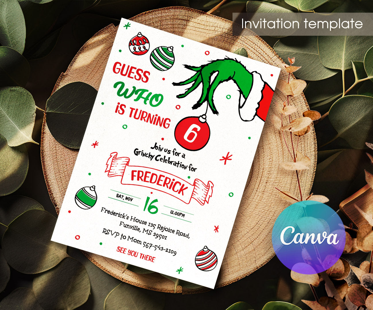 The Grinch  Merry Grinchmas customizable invitation template | Share or Print | IB119