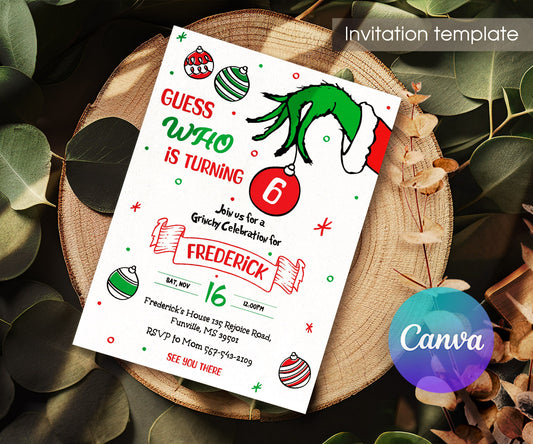 The Grinch  Merry Grinchmas customizable invitation template | Share or Print | IB119