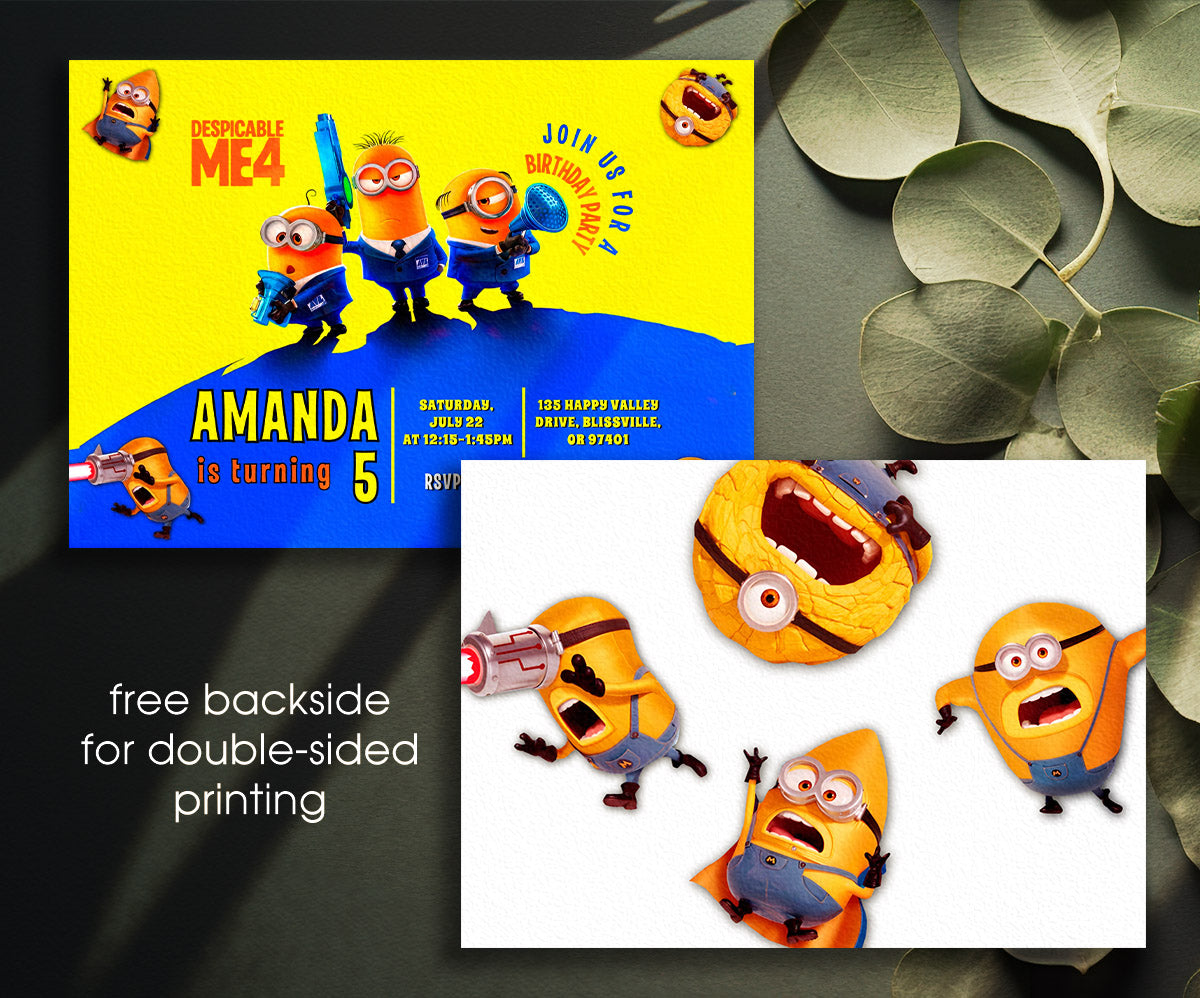 Despicable Me Minions customizable invitation template | Share or Print | KZ997