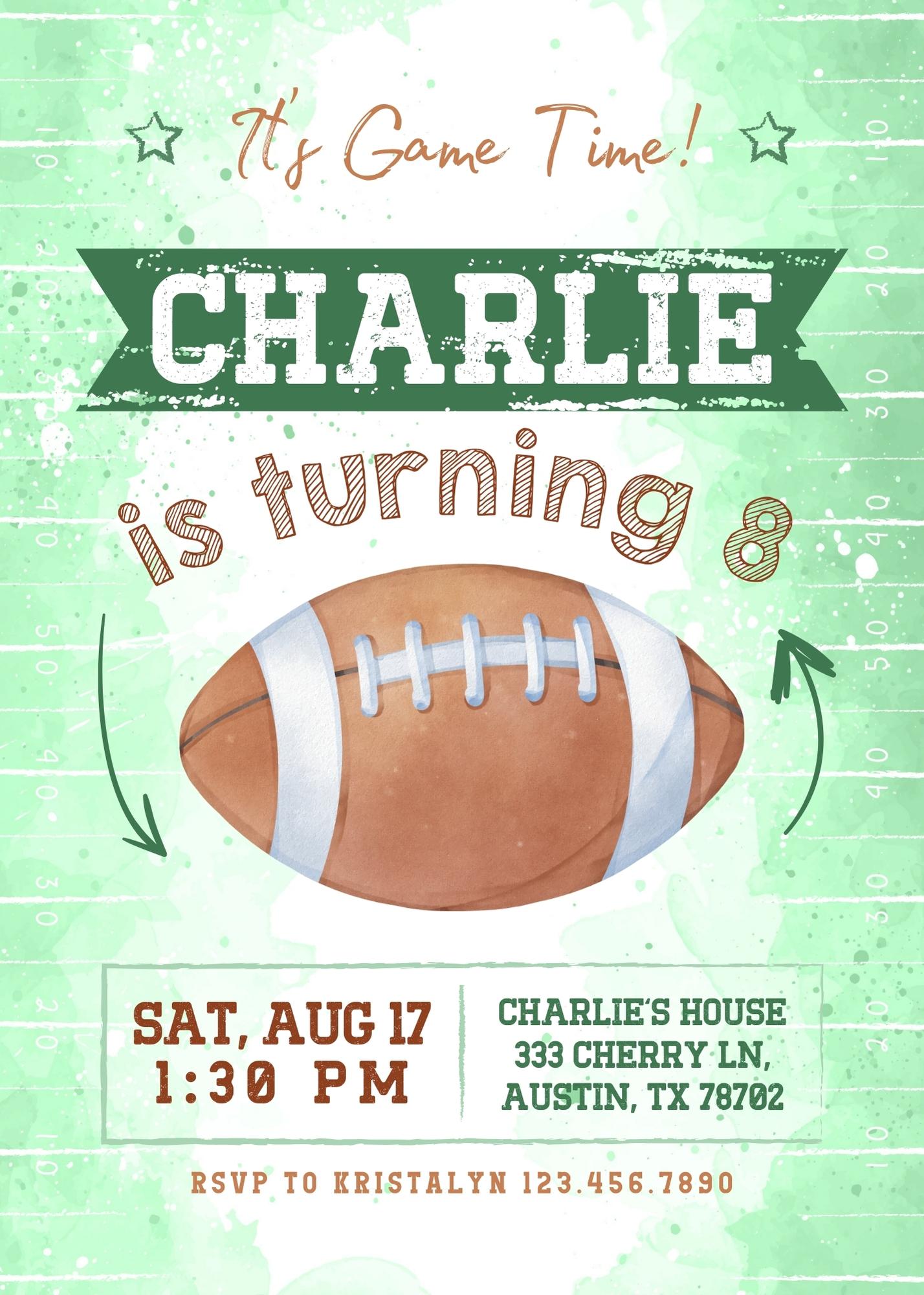 Super Bowl Football customizable invitation template | Share or Print | boy | VT556