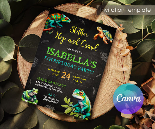 Reptile Lizard Snake customizable invitation template | Share or Print | MB550