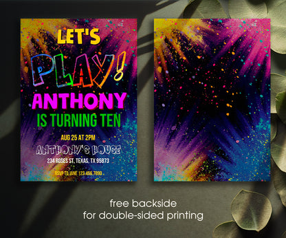 Play Party Gamer customizable invitation template | Share or Print | YC011