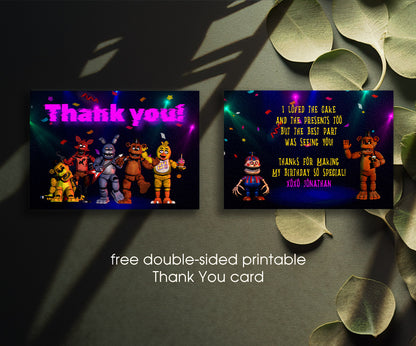 Five Nights at Freddy's customizable invitation template | Share or Print | UD236