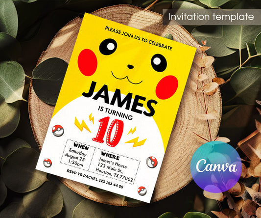 Pokemon Pikachu customizable invitation template | Share or Print | IM162