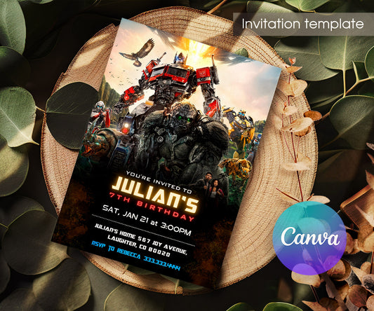 Transformers Rescue Bots customizable invitation template | Share or Print | boy | XE064