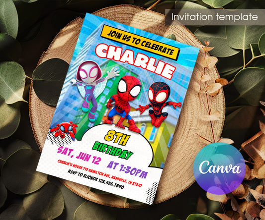 Spidey and His Amazing Friends customizable invitation template | Share or Print | boy | NE631