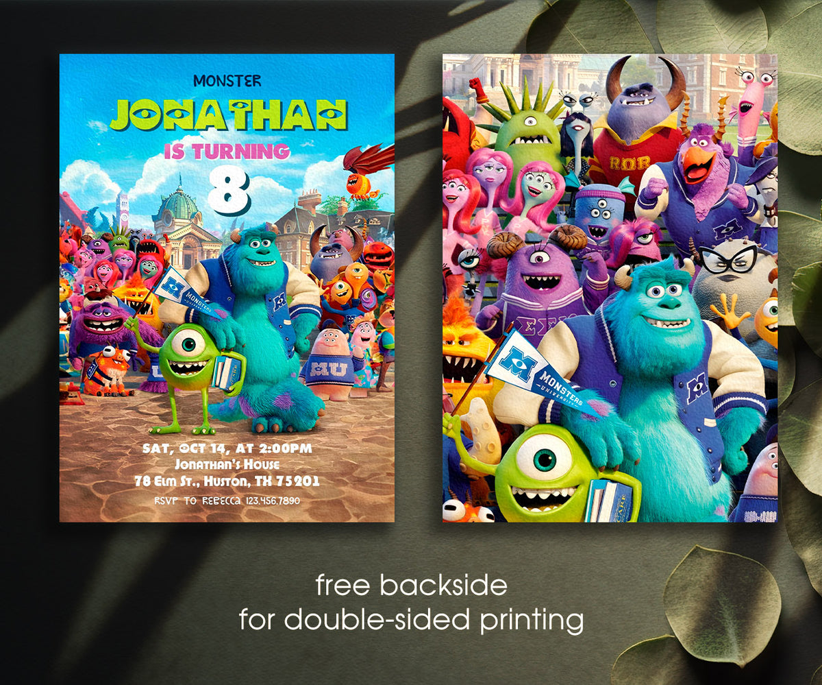 Monsters, Inc. customizable invitation template | Share or Print | JH728