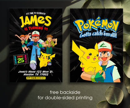 Pokemon Pikachu customizable invitation template | Share or Print | DM929