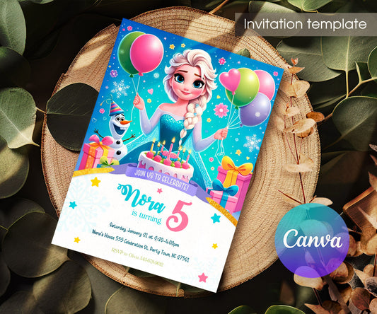 Frozen Elsa customizable invitation template | Share or Print | girl | ZD630