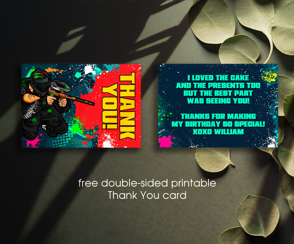 Paintball Airsoft battle customizable invitation template | Share or Print | boy | HV726