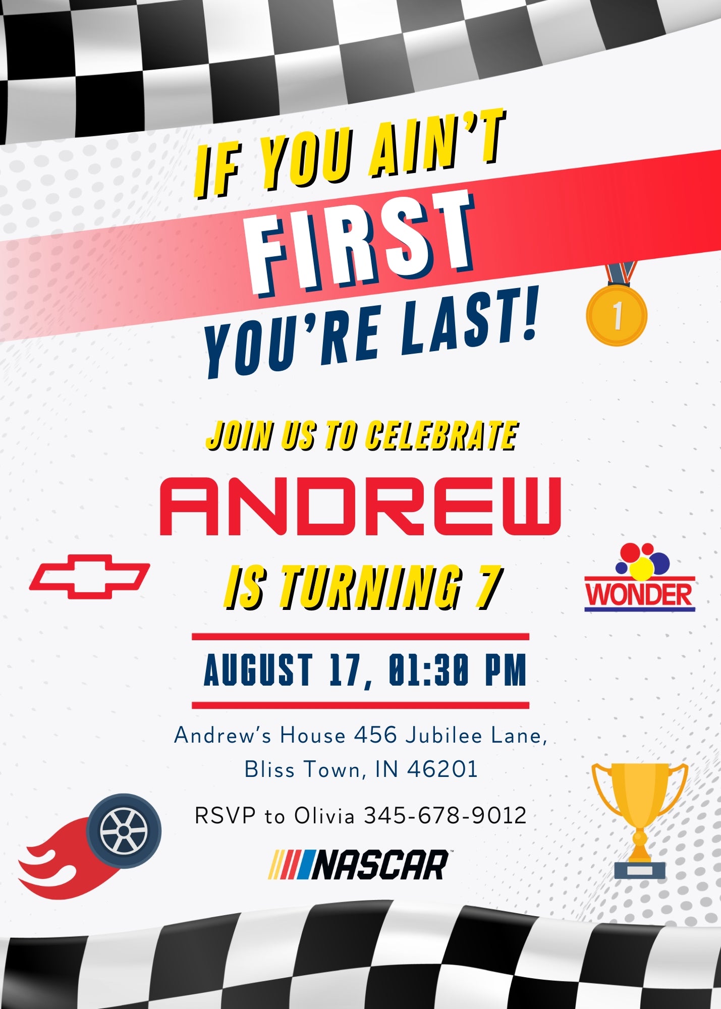Nascar Ricky Bobby customizable invitation template | Share or Print | boy | EP405