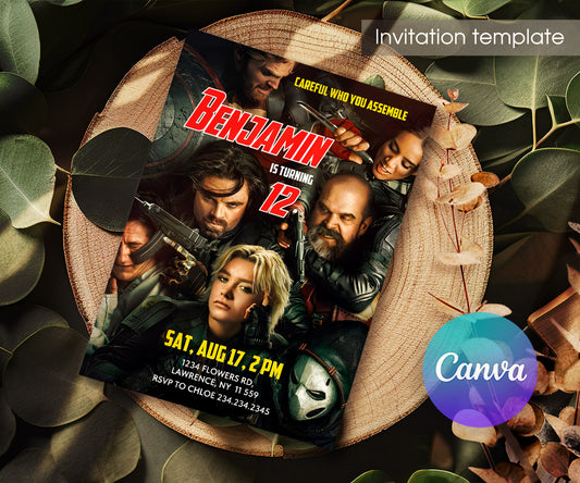 Thunderbolts Marvel Superhero customizable invitation template | Share or Print | GM871