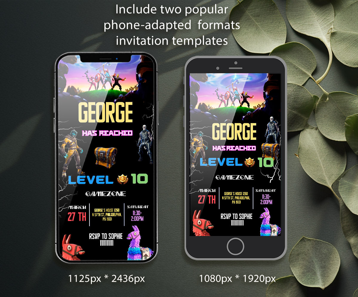 Fortnite Gamer customizable invitation template | Share or Print | boy | FP049