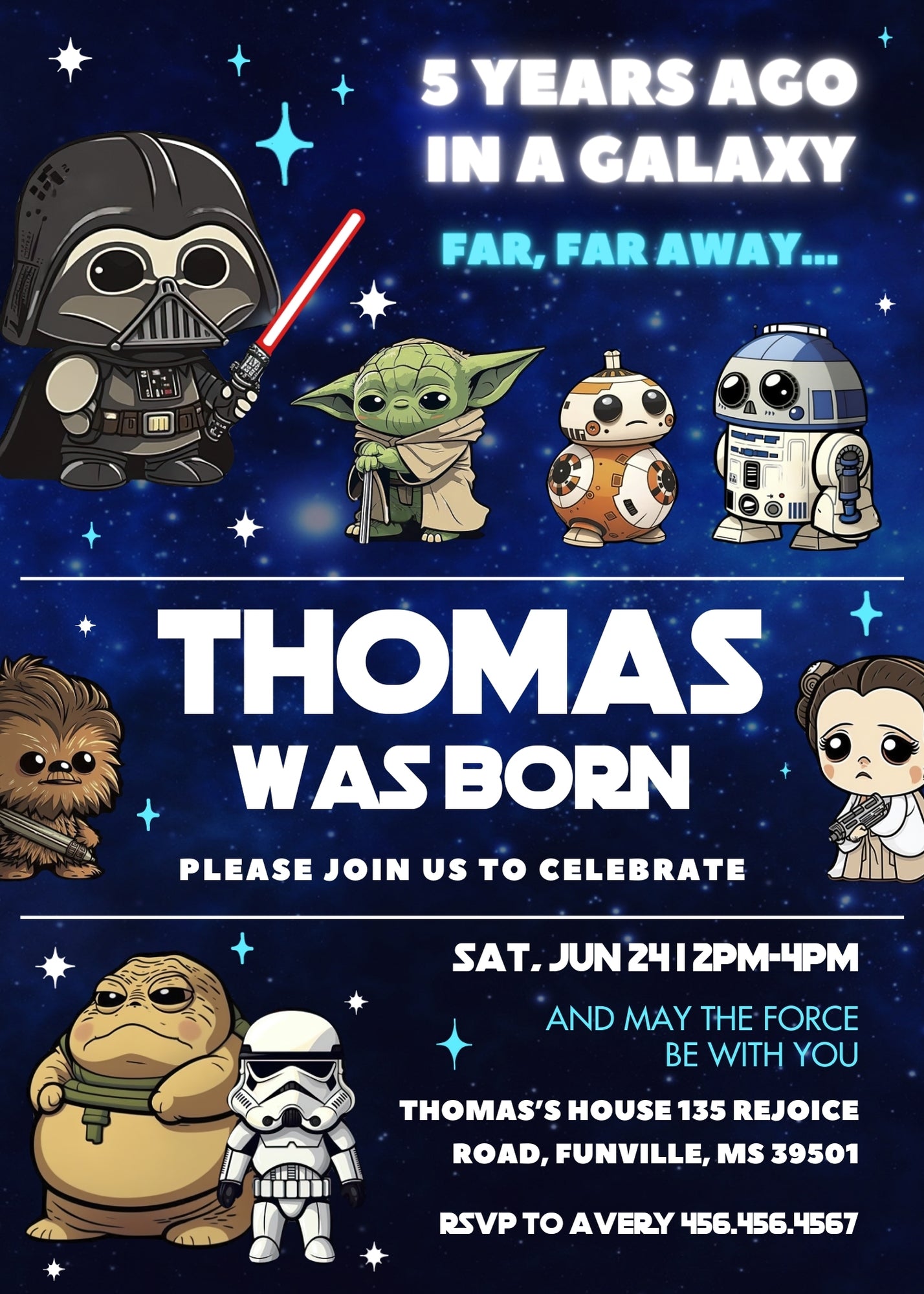 Star Wars Darth Vader customizable invitation template | Share or Print | boy | QY929