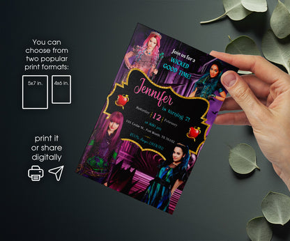 Descendants Disney customizable invitation template | Share or Print | KG066