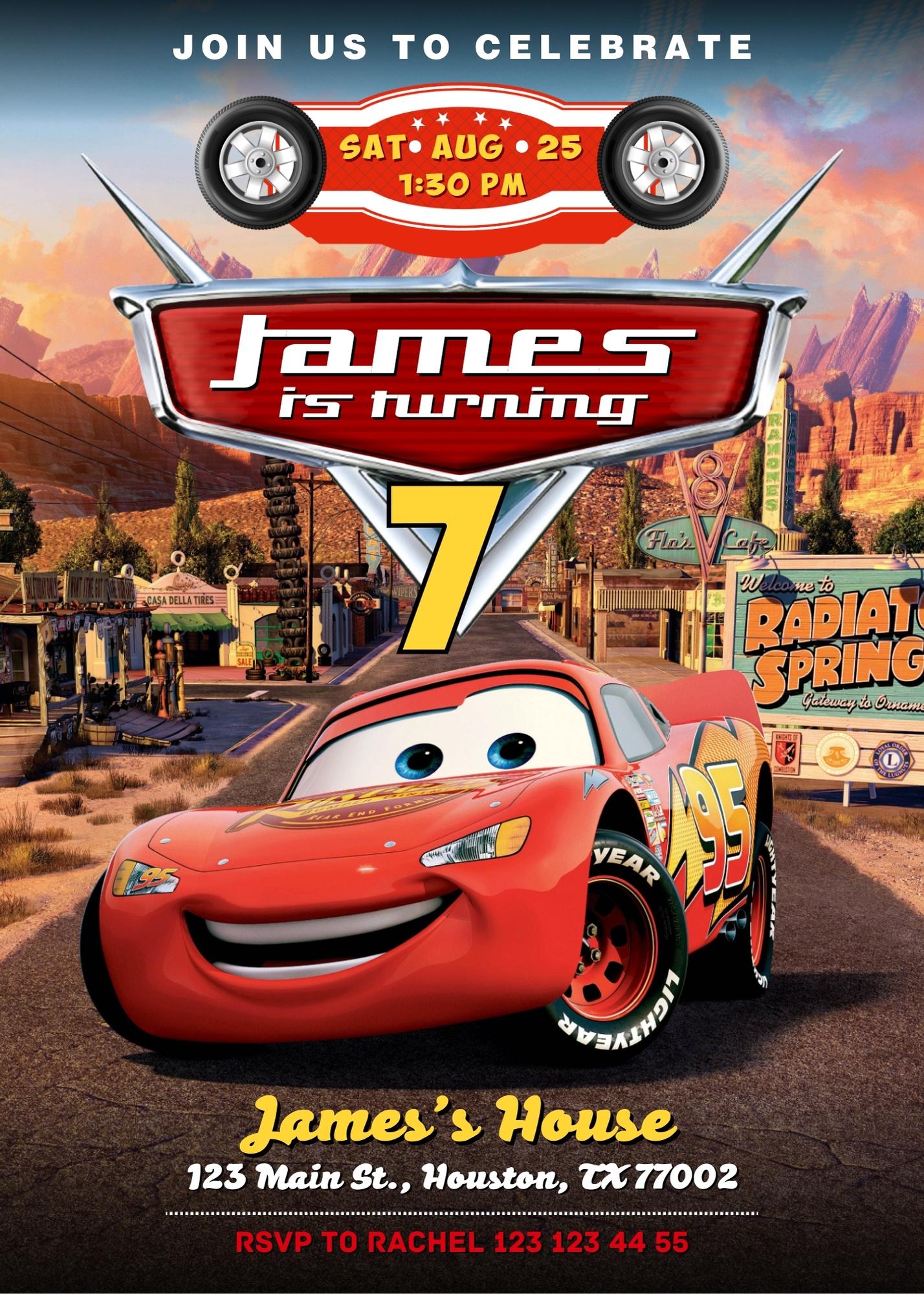 Cars Lightning McQueen customizable invitation template | Share or Print | boy | JN581