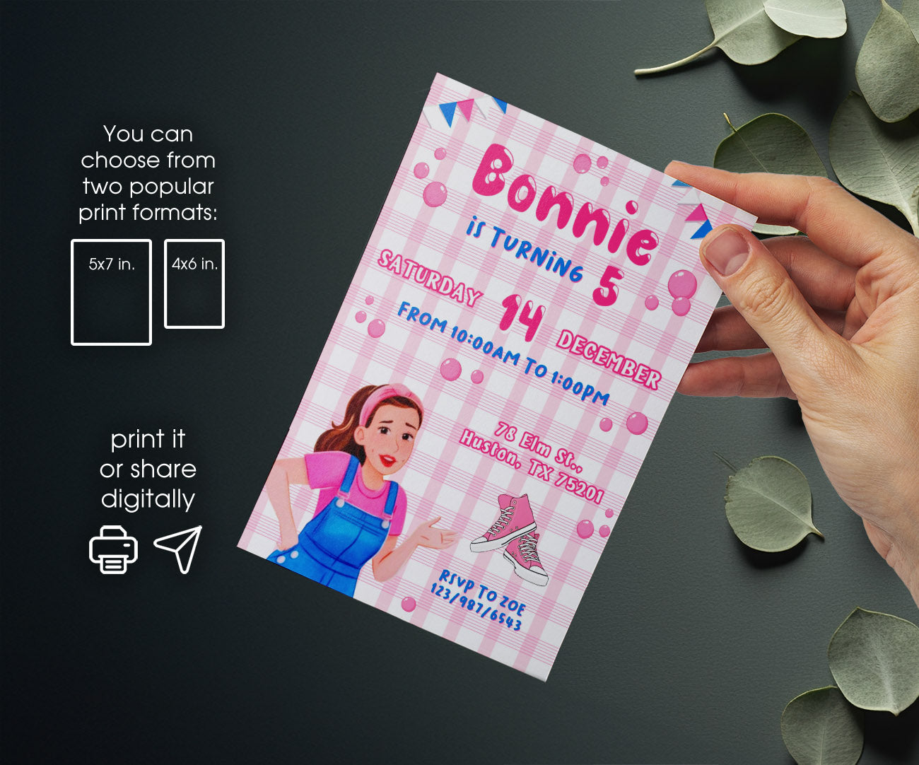 Ms. Rachel customizable invitation template | Share or Print | PR487