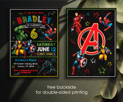 Avengers Marvel Superhero customizable invitation template | Share or Print | boy | BD095