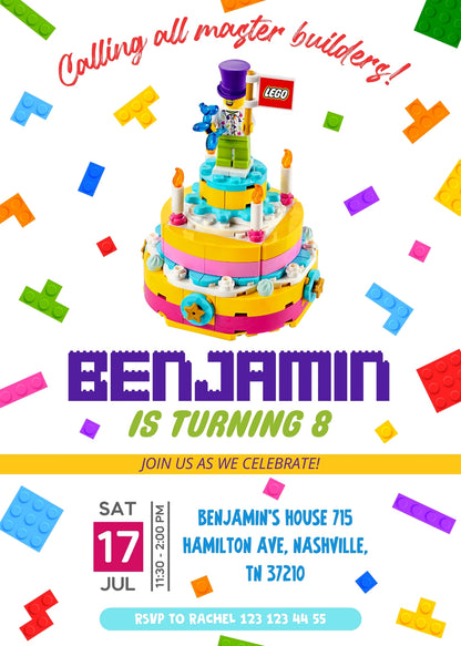 Lego customizable invitation template | Share or Print | UG409