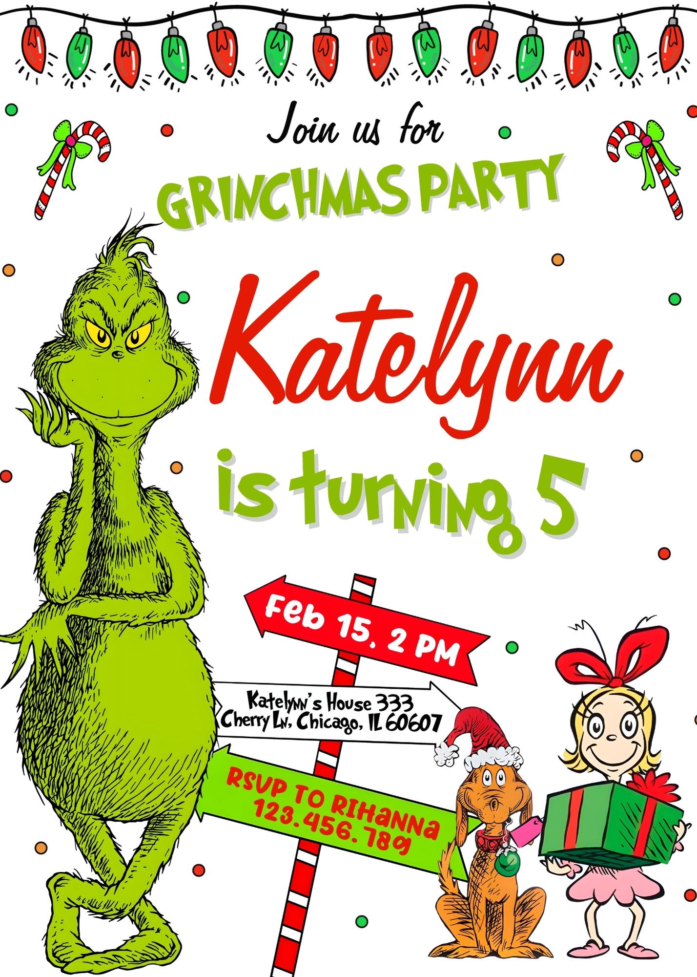 The Grinch  Merry Grinchmas customizable invitation template | Share or Print | XG859