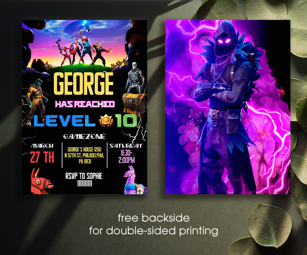 Fortnite Gamer customizable invitation template | Share or Print | boy | FP049