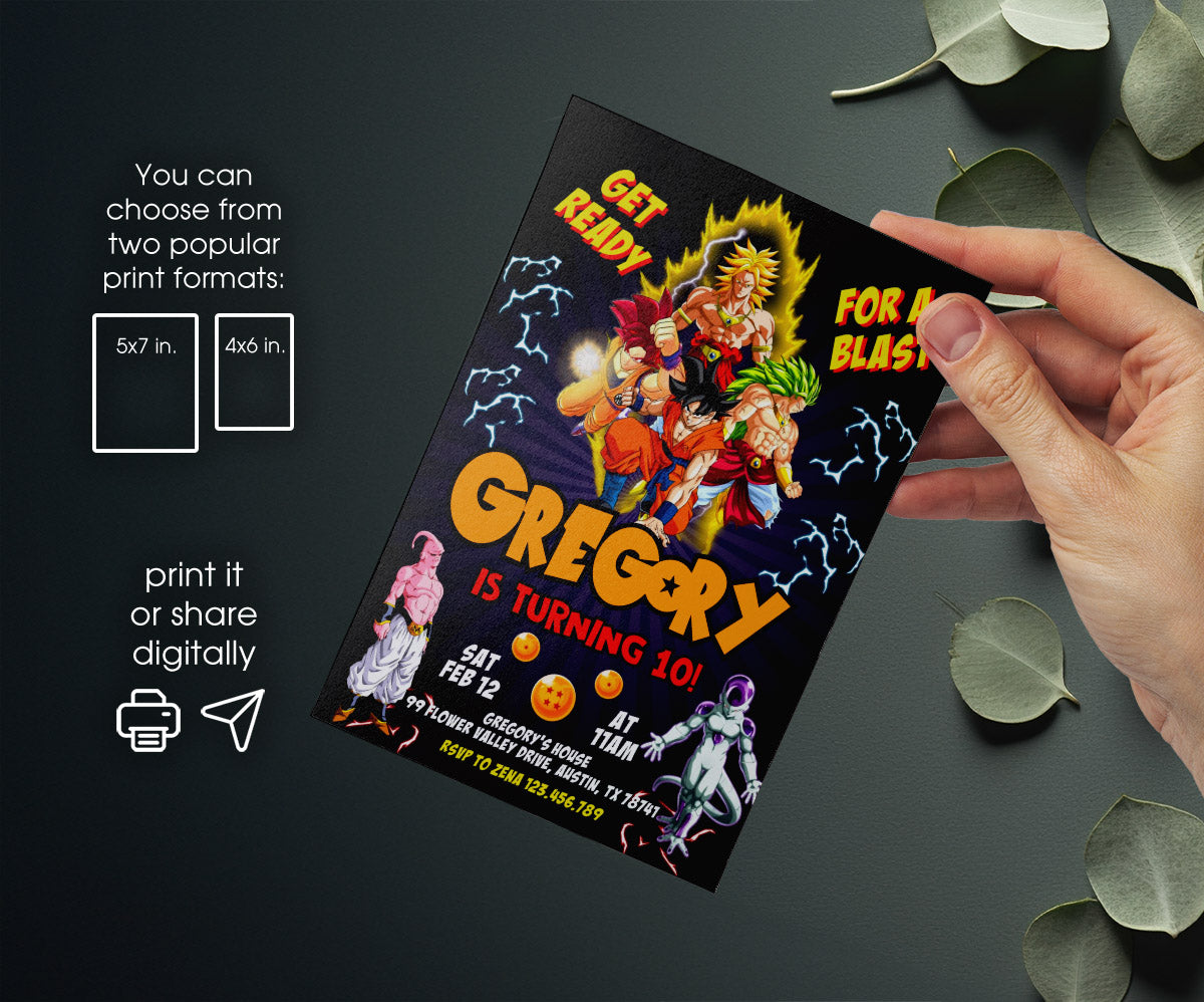Dragon Ball Z Anime customizable invitation template | Share or Print | boy | LS891