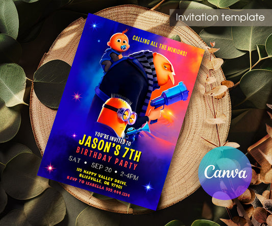 Despicable Me Minions customizable invitation template | Share or Print | NK991