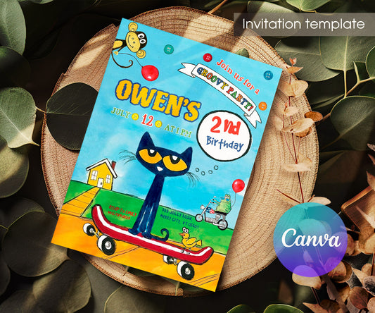 Pete the Cat customizable invitation template | Share or Print | DS418